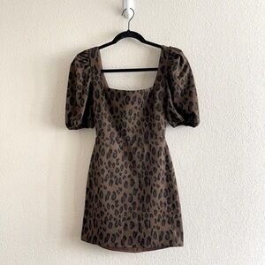 Lovers and Friends Cheetah Leopard Print Puff Sleeve Mini Dress Women's Size XS